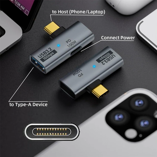 Alt view image 6 of 7 - AJMRTC USB-C to USB3.0 Female OTG Adapter, 10Gbps Data Transfer & 100W PD Pass-Through Charging, Type-C OTG Converter for Laptop, Tablet, Smartphone