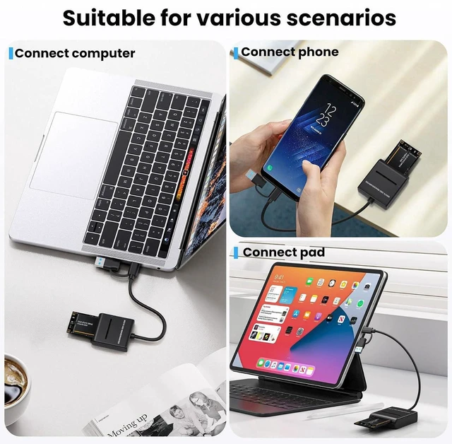 Alt view image 3 of 7 - AJMRTC USB3.0 to mSATA SSD External Docking Enclosure Cable, 5Gbps Transfer Speed, USB-A & USB-C Dual Connector, Portable mSATA Solid State Drive External Adapter