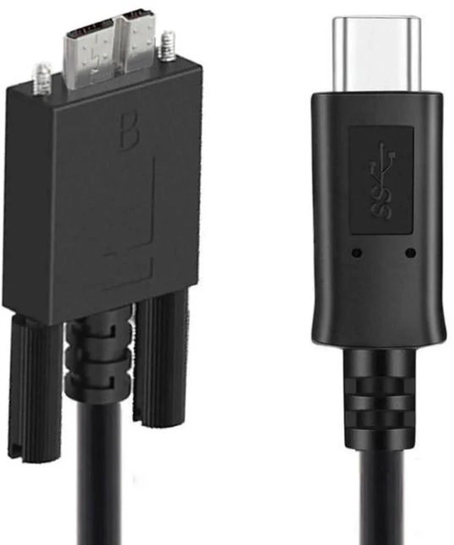 Main image of AJMRTC USB-C to Micro USB 3.0 Data Cable with Screw Mount, 5Gbps High Speed Transmission, Lockable Connector for Industrial Camera, External Hard Disk and Machine Vision Devices