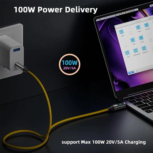 Alt view image 3 of 7 - AJMRTC 100CM USB4 Type-C Male to Male Cable, 20Gbps Data, 100W PD Charging, 8K Video Output with Smart LED Power Indicator for Laptop, External Disk, Smartphone