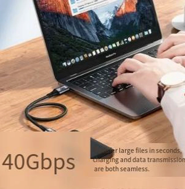 Alt view image 2 of 4 - AJMRTC 3.9FT (1.2M) USB4 Thunderbolt 4 USB-C Cable, 40Gbps High Speed, 100W PD Fast Charging, 8K@60Hz UHD Video Transmission for Laptop, Docking Station, External SSD
