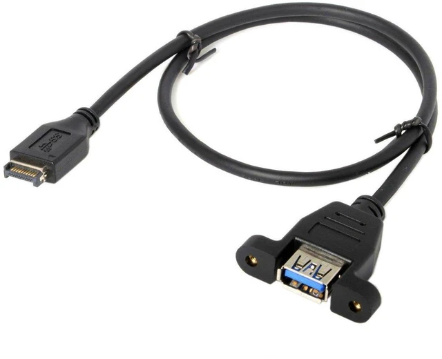 Main image of AJMRTC 50cm USB3.1 Front Panel Header to USB3.0 Type-A Female Extension Cable, Panel Mount Type, Internal Motherboard Header Adapter for Desktop PC Chassis Expansion
