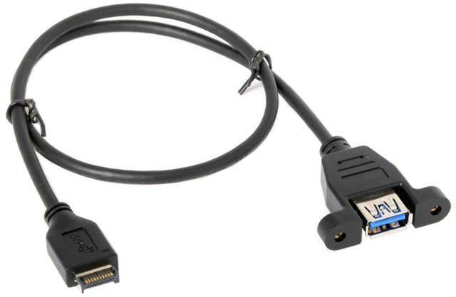 Alt view image 4 of 6 - AJMRTC 50cm USB3.1 Front Panel Header to USB3.0 Type-A Female Extension Cable, Panel Mount Type, Internal Motherboard Header Adapter for Desktop PC Chassis Expansion