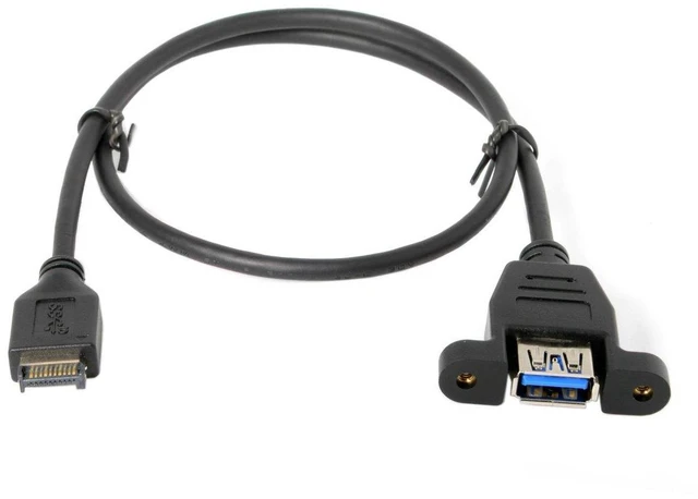 Alt view image 3 of 6 - AJMRTC 50cm USB3.1 Front Panel Header to USB3.0 Type-A Female Extension Cable, Panel Mount Type, Internal Motherboard Header Adapter for Desktop PC Chassis Expansion