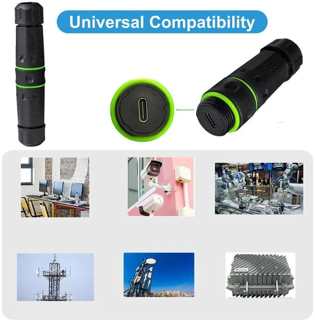Alt view image 5 of 7 - AJMRTC IP68 Waterproof M20 Locking Type-C Coupler, USB3.1 Gen2 10Gbps USB-C Female to Female Extension Adapter, Panel Mount Bulkhead Pass Through Connector for Outdoor Industrial Equipment Charging