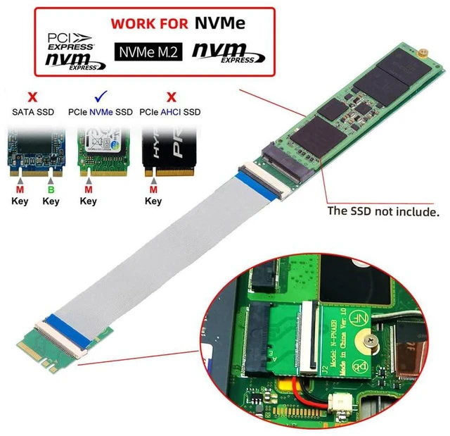 Alt view image 2 of 7 - AJMRTC NGFF A+E-Key 2280 2230 Male to NVME M-Key Female Extension Cable, M.2 Adapter Cord for Laptop Motherboard, Extend M.2 NVMe SSD Slot for Internal Storage Upgrade