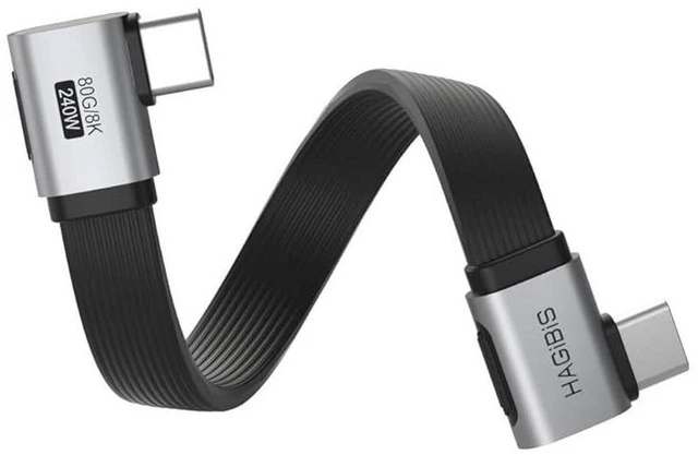 Main image of AJMRTC 0.33ft 90 Degree USB4 V2.0 Right Angle USB-C Cable, 80Gbps Data, 8K@60Hz Video, 240W Fast Charging Cord, Compatible with iPhone17 16 15 Pro Max, iPad Pro, Thunderbolt 5 & 4 Devices
