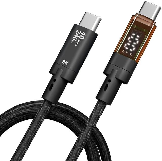 Main image of AJMRTC USB4 Type-C Cable 3.3FT 1M, 40Gbps High Speed Data, 240W PD Fast Charging with Digital Display, 8K@60Hz Video, Thunderbolt 4 Compatible USB-C Cord for MacBook, Laptop, Phone