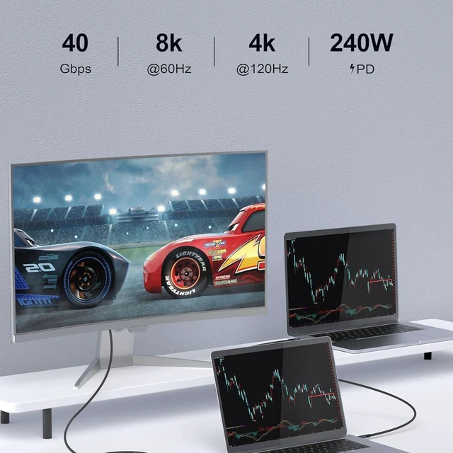 Alt view image 2 of 4 - AJMRTC USB4 Type-C Cable 3.3FT 1M, 40Gbps High Speed Data, 240W PD Fast Charging with Digital Display, 8K@60Hz Video, Thunderbolt 4 Compatible USB-C Cord for MacBook, Laptop, Phone