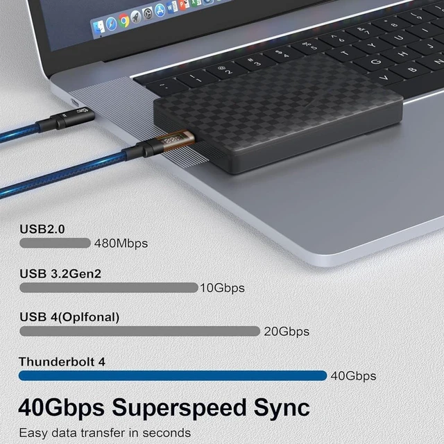 Alt view image 3 of 4 - AJMRTC USB4 Type-C Cable 3.3FT 1M, 40Gbps High Speed Data, 240W PD Fast Charging with Digital Display, 8K@60Hz Video, Thunderbolt 4 Compatible USB-C Cord for MacBook, Laptop, Phone