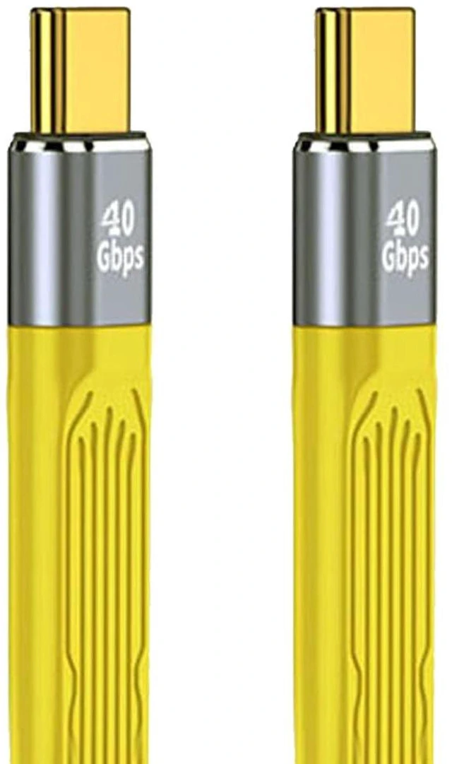 Main image of AJMRTC Yellow Flat Slim FPC USB4 Cable 13cm, Type-C Male to Male,40Gbps Data 100W PD Charging,8K Video Ribbon Cord for Laptop, Smartphone, Docking Station, USB-C Hardware