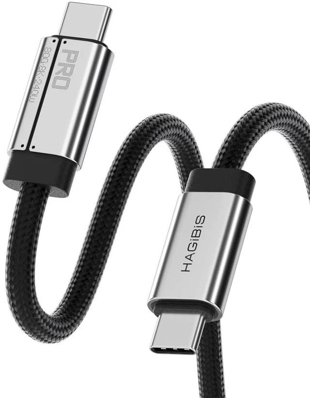 Main image of AJMRTC USB4 V2 Cable 1.6ft Silver, Super Soft Type-C Male to Male,80Gbps 240W PD Charging,8K@60Hz Video Cord,Compatible with Thunderbolt 5/4/3,iPhone17 16 Pro Max, iPad Pro, MacBook Pro