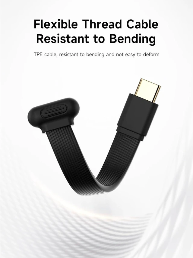 Alt view image 4 of 7 - AJMRTC 180 Degree Short Flat U-Type USB4 Cable 0.23ft, 240W PD Fast Charging Type-C Male to Male,80Gbps Data Transfer,8K@60Hz Video Cord for iPhone17 16 15 Pro Max, Thunderbolt 5/4/3 Hub, External SSD