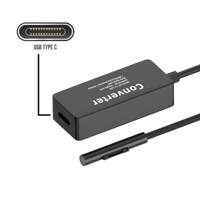 Alt view image 6 of 7 - AJMRTC 65W 15V USB-C Female to Surface Charging Cable, 20cm Type-C Female to Surface Power Cord for Surface Pro 3/4/5/6/7/8/9, Surface Book Pro, PD Trigger Charger Cable