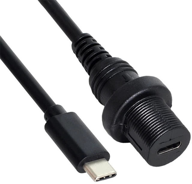 Alt view image 5 of 7 - AJMRTC Waterproof USB-C USB 3.1 Flush Mount Extension Cable, Panel Mount Type-C Female Socket Cord, In-Dash Dashboard Car Mount USB Extension Cable for Vehicle Panel Installation