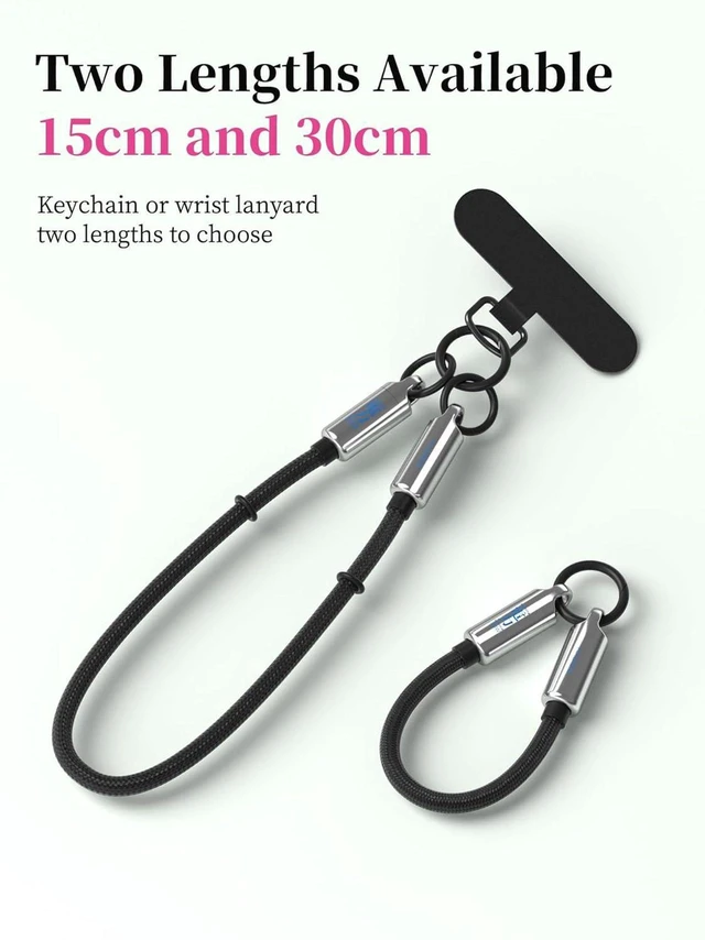 Alt view image 5 of 7 - AJMRTC USB C to C Short Cable with Phone Lanyard, 240W Fast Charging 480Mbps Data Sync Cord, 1FT Wrist Lanyard Type-C Cable for iPhone 17 16 15 Pro Max, iPad Pro, Silver