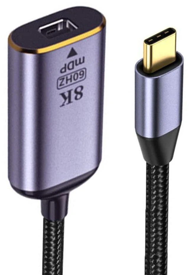 Main image of AJMRTC USB4 Type-C Male to Mini DisplayPort Mini-DP Female Cable, 8K@60Hz UHD Video Adapter Cord, USB-C Source to Mini DP Port Converter for 4K & 8K Monitor Displays