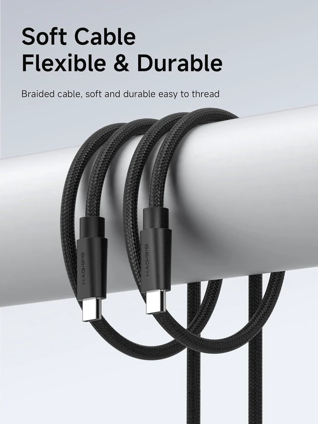 Alt view image 6 of 7 - AJMRTC Wedge Joint Flexible USB4 Type-C Cable, 3.3FT 40Gbps Data, 240W PD Fast Charging, 8K@60Hz Video Cord, Compatible with Thunderbolt 5/4/3 for iPhone 15 16 17 Pro Max, MacBook Pro Air