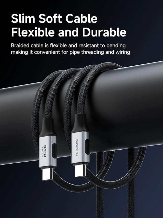 Alt view image 4 of 7 - AJMRTC Flexible Slim USB4 Type-C Cable, 1.6FT 80Gbps Data Transfer, 240W PD Fast Charging, 8K@60Hz Video Cord, Compatible with Thunderbolt 5/4/3 for iPhone 15 16 17 Pro Max, MacBook Pro Air