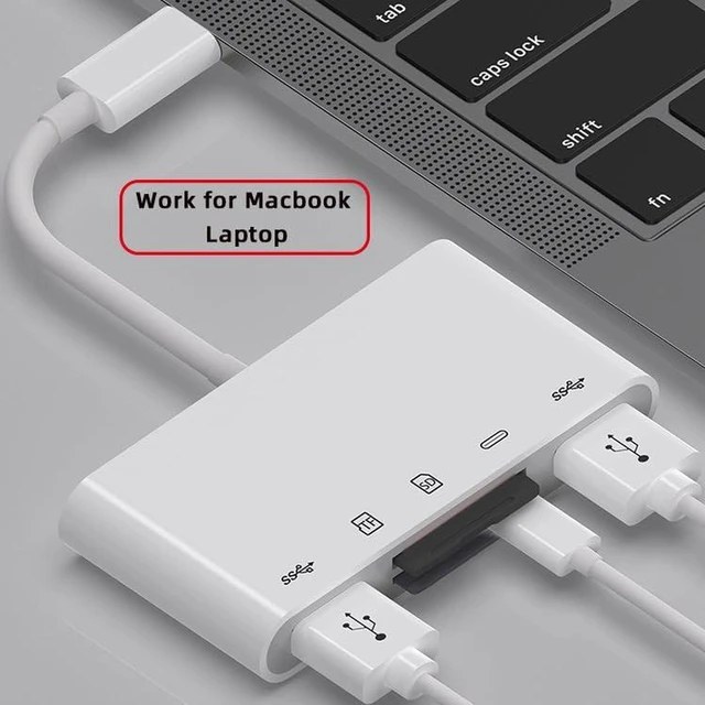 Alt view image 5 of 7 - AJMRTC 5-in-1 USB-C Multiport Card Reader Adapter, USB2.0 Type-C to TF Micro SD SDXC, Dual USB3.0 Female Ports with 27W PD Charging, OTG Converter for Laptop, Tablet, Smartphone