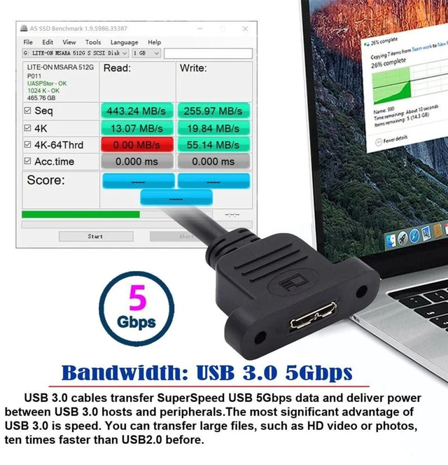 Alt view image 4 of 7 - AJMRTC USB3.0 Type-C Male to Micro USB 3.0 Type-B Female Extension Cable with Screw Mount, 5Gbps High Speed Type-C to Micro B Screw Lock Cord for Industrial Camera, Equipment, Sensor