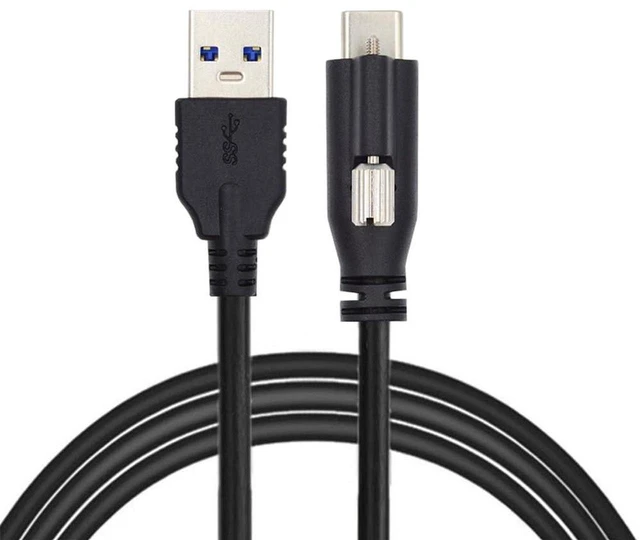 Main image of AJMRTC Panel Mount Screw Lock USB3.1 Type-C Male to Standard USB3.0 Cable, 3M Locking Connector Data Cord, 5Gbps High Speed for Industrial Camera, Equipment Sensor