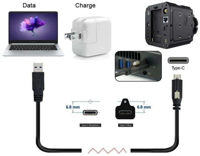 Alt view image 4 of 7 - AJMRTC Panel Mount Screw Lock USB3.1 Type-C Male to Standard USB3.0 Cable, 3M Locking Connector Data Cord, 5Gbps High Speed for Industrial Camera, Equipment Sensor