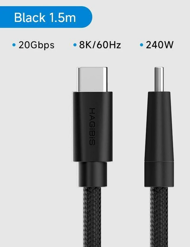 Alt view image 5 of 7 - AJMRTC Wedge Joint Flexible USB4 Type-C Cable, 4.9FT 20Gbps Data Transfer, 240W PD Fast Charging, 8K@60Hz Video Cord, Compatible with Thunderbolt 5/4/3 for iPhone 15 16 17 Pro Max, MacBook Pro Air