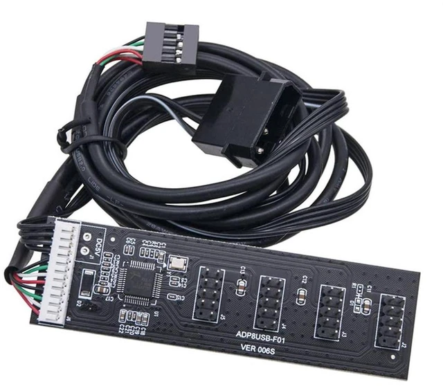 Main image of AJMRTC USB 2.0 9Pin 10Pin Motherboard Header 1 to 4 Female Splitter Internal USB HUB Extension Cable with IDE Molex 5V Power Connector, Internal Port Multiplier for Desktop PC RGB Fan Water Cooling