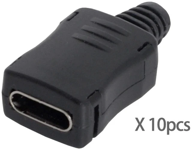 Alt view image 7 of 7 - AJMRTC 10 Sets DIY 4Pin USB 2.0 Type C Female Socket SMT Connector with PCB Board, Housing & 3.0mm SR Strain Relief, USB-C Receptacle Jack for Electronic Repair & DIY Project