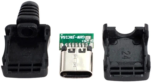 Alt view image 3 of 7 - AJMRTC 10 Sets DIY 4Pin USB 2.0 Type C Female Socket SMT Connector with PCB Board, Housing & 3.0mm SR Strain Relief, USB-C Receptacle Jack for Electronic Repair & DIY Project