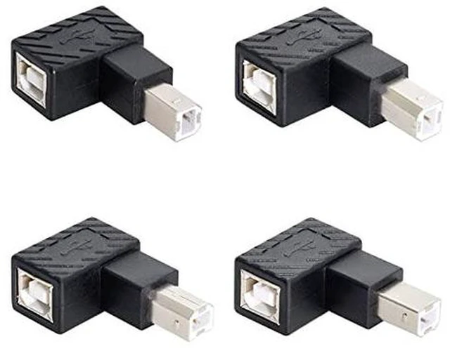 Alt view image 6 of 6 - AJMRTC 4Pcs USB 2.0 B Type Male to Female Extension Adapter, Horizontal & Vertical 90 Degree Angled USB-B Coupler for Printer, Hard Disk, Scanner & Industrial USB-B Devices
