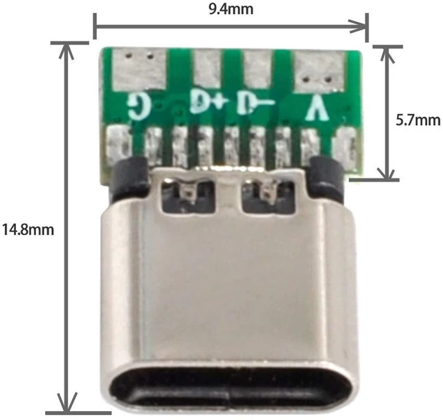 Alt view image 7 of 7 - AJMRTC 10 Sets DIY 4Pin USB 2.0 Type C Female SMT Socket Connector with PCB Board, Housing & 3.0mm SR Strain Relief, USB-C Receptacle Jack for Electronics Repair & DIY Projects