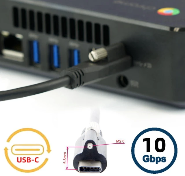 Alt view image 5 of 7 - AJMRTC Locking USB 3.1 Type-C to Locking USB-C Data & Power Cable, Single Panel Mount Screw Connector, 200CM Anti-Drop Cord for Industrial Camera, Machine Vision Inspection Equipment