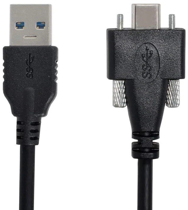 Alt view image 3 of 7 - AJMRTC USB 3.1 Type-C Dual Screw Locking to Standard USB3.0 Data Cable, 3M Panel Mount Cord, Lockable USB-C Connector for Industrial Camera, Machine Vision & Inspection Equipment