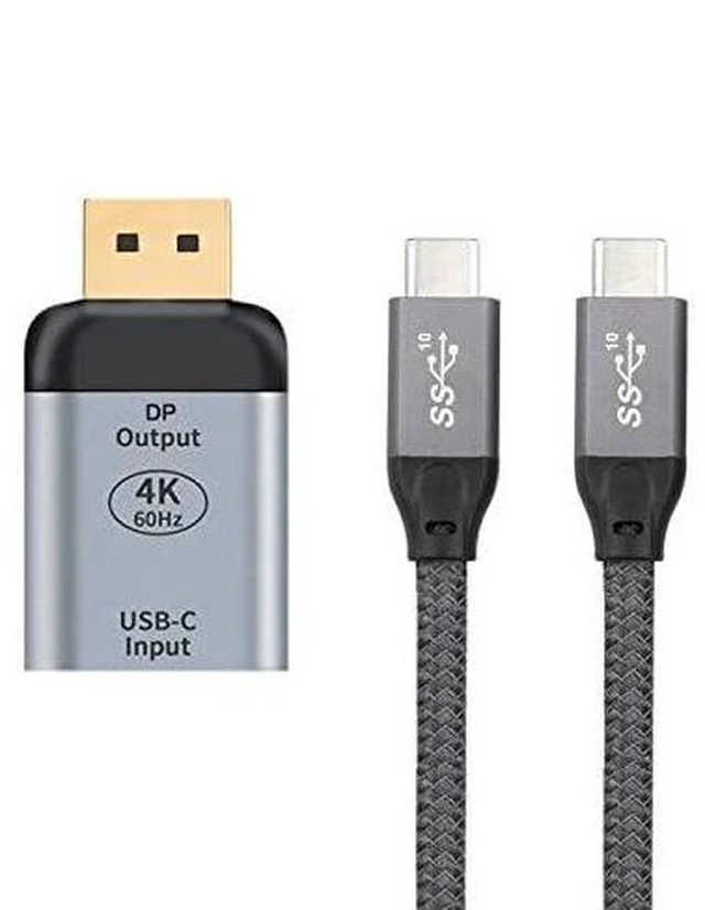 Alt view image 6 of 7 - AJMRTC USB-C Female Source to DisplayPort DP Sink Adapter Cable, 10Gbps Data, 100W PD Power Pass-Through, 4K@60Hz &1080P Video Output, Type-C to DP Converter for Laptop, Tablet, Smartphone & HDTV