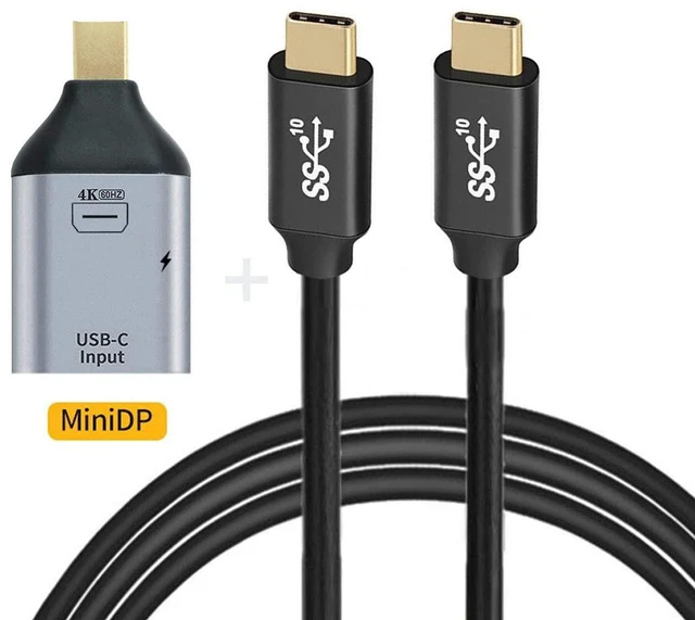 Alt view image 4 of 7 - AJMRTC 10Gbps 100W USB-C Female Source to Mini DisplayPort Sink Adapter Cable, 4K@60Hz &1080P Video, PD Power Pass-Through Type-C to Mini DP Converter for Smartphone, Laptop, HDTV & Mini DP Monitors