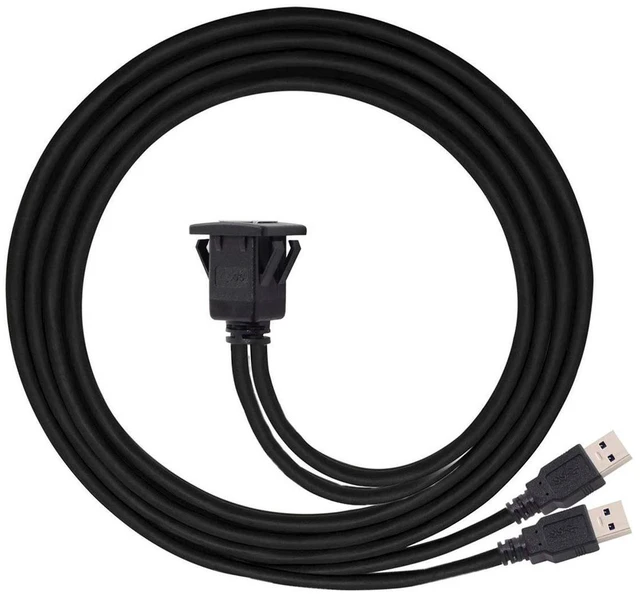 Alt view image 6 of 6 - AJMRTC 1M Waterproof Dual USB3.0 Latch Mount Extension AUX Cable, Flush Panel Mount Dual USB 3.0 Port Cord for Car Dashboard, Truck, Motorcycle, Boat & Marine Panel Installation, High Speed Data