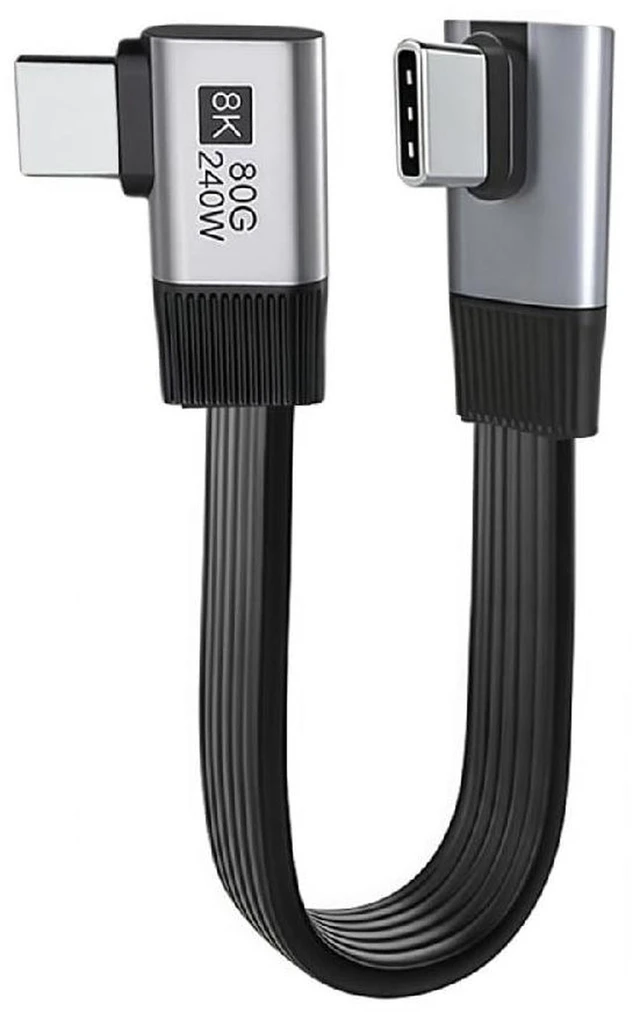 Main image of AJMRTC 20cm Low Profile to Right Angled Flat Slim FPC USB5.0 Male to Male Extension Cable, 80Gbps Bandwidth,240W PD Fast Charging,16K@30Hz,8K@60Hz,5K@60Hz Video Cord,Compatible with 40Gbps USB4.0