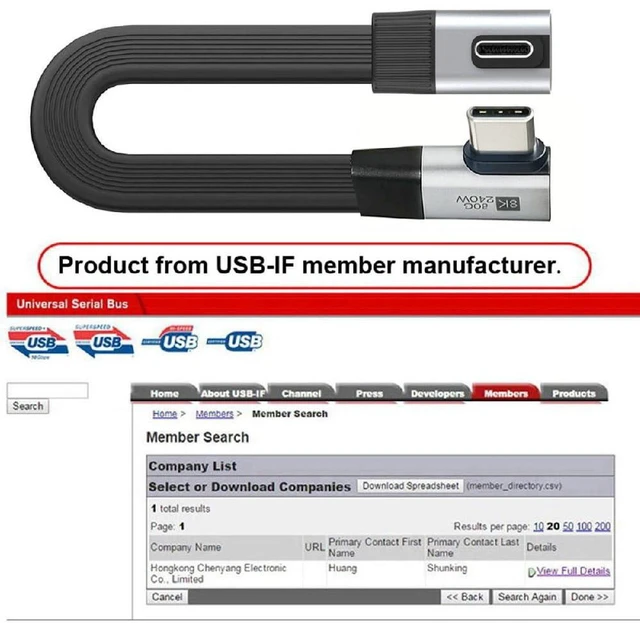 Alt view image 5 of 7 - AJMRTC 20cm Low Profile to Right Angled Flat Slim FPC USB5.0 Male to Male Extension Cable, 80Gbps Bandwidth,240W PD Fast Charging,16K@30Hz,8K@60Hz,5K@60Hz Video Cord,Compatible with 40Gbps USB4.0