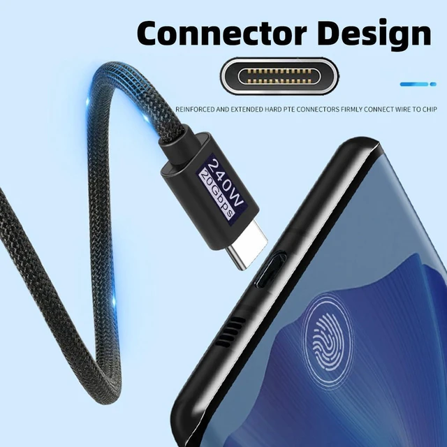 Alt view image 6 of 7 - AJMRTC 2M Hyper Super Coiled USB3.2 Type-C Cable, 20Gbps Data, 240W PD Fast Charging, Supports 8K/5K/4K Video, USB4.0 Compatible for Laptop, Tablet, External SSD & Monitor