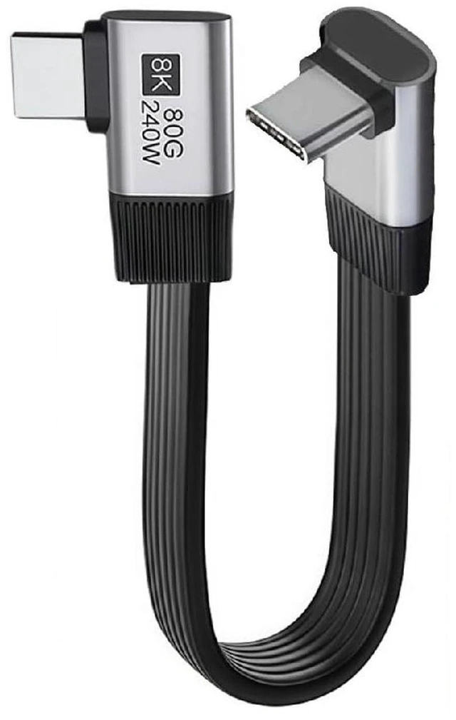 Main image of AJMRTC 20cm USB5.0 Flat Slim FPC Male to Male Extension Cable, 80Gbps,240W PD,16K@30Hz,8K/5K@60Hz, Up to Right 90° Angled, Compatible with USB4.0 Thunderbolt3/4/5 for Docking, SSD & Laptop