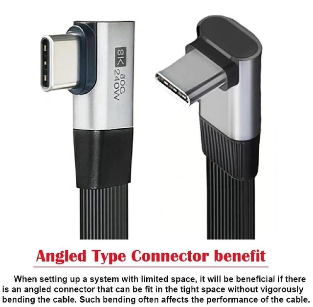 Alt view image 3 of 7 - AJMRTC 20cm USB5.0 Flat Slim FPC Male to Male Extension Cable, 80Gbps,240W PD,16K@30Hz,8K/5K@60Hz, Up to Right 90° Angled, Compatible with USB4.0 Thunderbolt3/4/5 for Docking, SSD & Laptop
