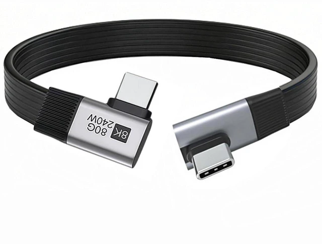 Main image of AJMRTC 20cm Low Profile to Right Angled Flat Slim FPC USB5.0 Cable, 80Gbps,240W PD,16K@30Hz,8K/5K@60Hz, Compatible with USB4.0 Thunderbolt3/4/5 for Laptop, SSD & Docking Station