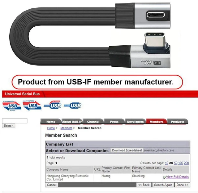 Alt view image 6 of 7 - AJMRTC 20cm Low Profile to Right Angled Flat Slim FPC USB5.0 Cable, 80Gbps,240W PD,16K@30Hz,8K/5K@60Hz, Compatible with USB4.0 Thunderbolt3/4/5 for Laptop, SSD & Docking Station