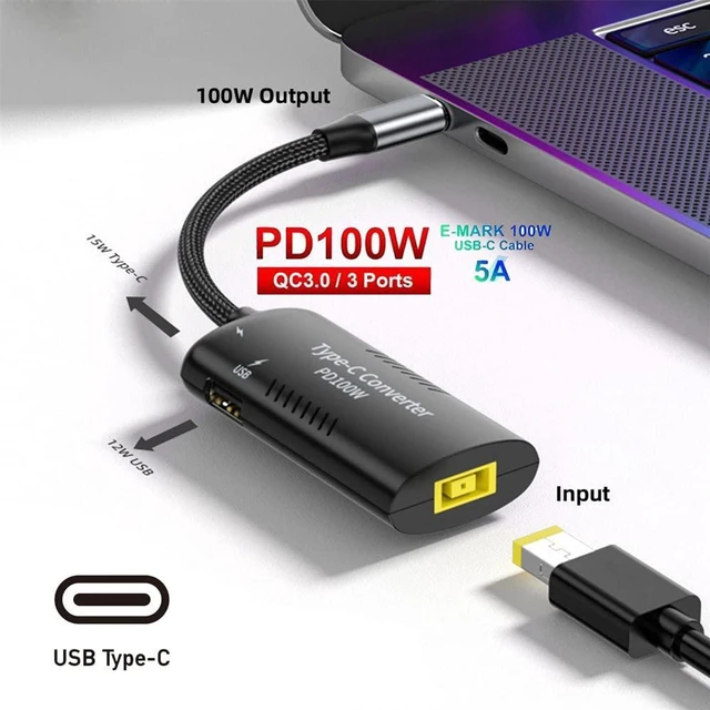 Alt view image 4 of 7 - AJMRTC Rectangle Power Thinpad X1 Input to 100W Dual USB-C Type C & Type-A Output PD Emulator Trigger Charge Cable