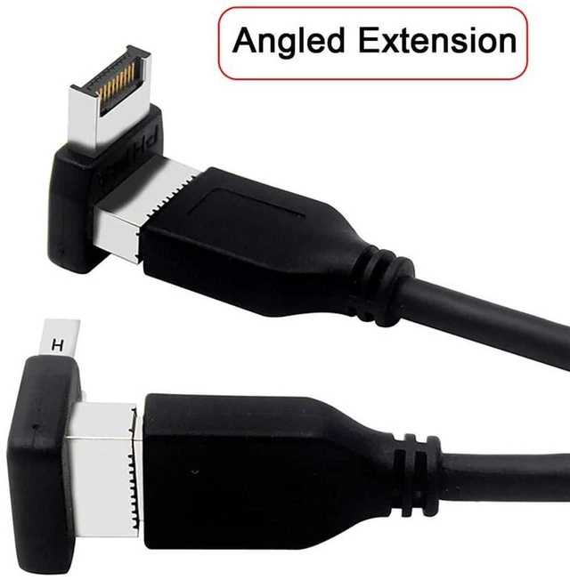 Alt view image 2 of 7 - AJMRTC 2Pcs Overmold USB 3.1 Front Panel Header Male to Female Type-E Motherboard Extension Data Adapter, Internal Type-E Extension Cable for PC Case Motherboard Front Panel