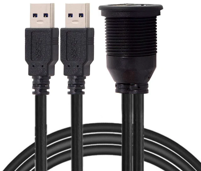 Alt view image 2 of 7 - AJMRTC 1M Waterproof Dual USB3.0 & AUX Flush Mount Car Extension Cable, Dashboard Panel Mount Cord, Dual USB 3.0 + 3.5mm AUX Car Audio Port Adapter for Vehicle Dash Installation
