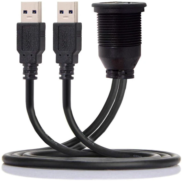 Alt view image 6 of 7 - AJMRTC 1M Waterproof Dual USB3.0 & AUX Flush Mount Car Extension Cable, Dashboard Panel Mount Cord, Dual USB 3.0 + 3.5mm AUX Car Audio Port Adapter for Vehicle Dash Installation