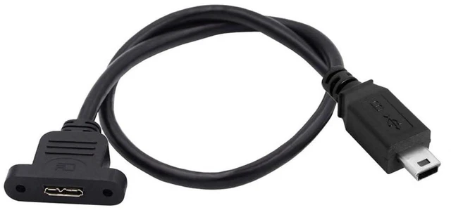 Main image of AJMRTC Mini USB 2.0 5Pin Male to Micro 3.0 Type-B Female Screw Mount Extension Cable,480Mbps Panel Mount Cord for Industrial Camera,External HDD,Embedded Device Data Transfer